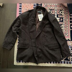 The Comfort Double Breasted Blazer in Dark Brown (Brand New Size Large)